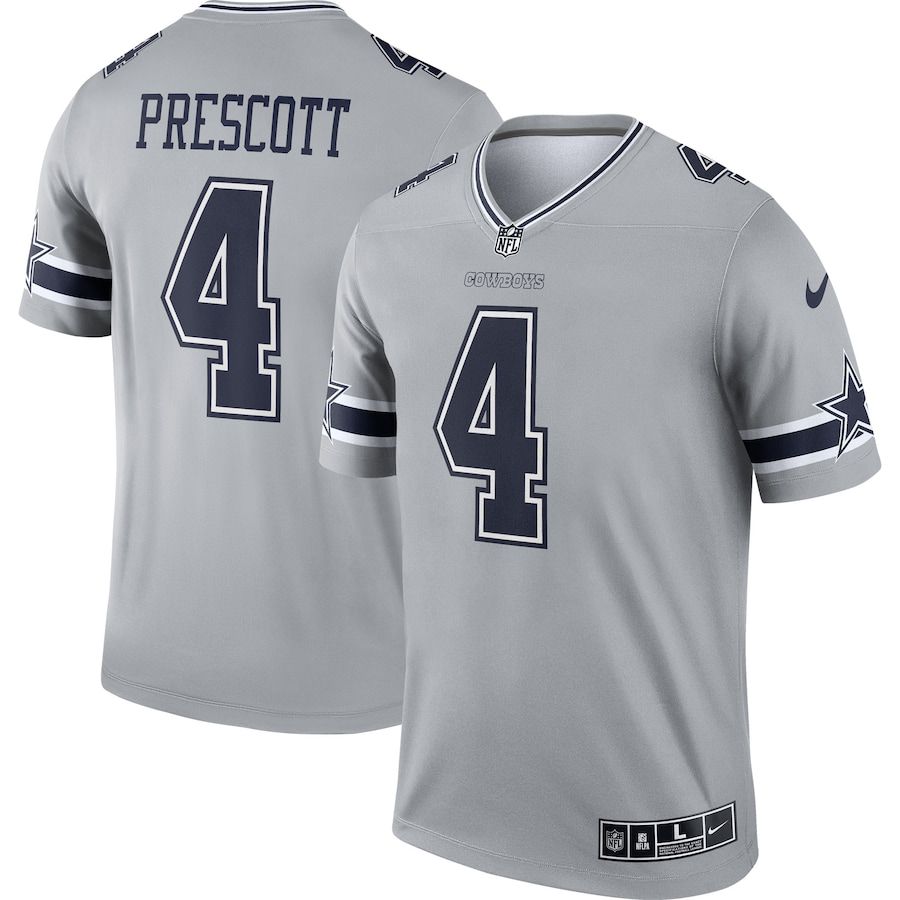 Men Dallas Cowboys #4 Dak Prescott Nike Silver Inverted Legend NFL Jersey